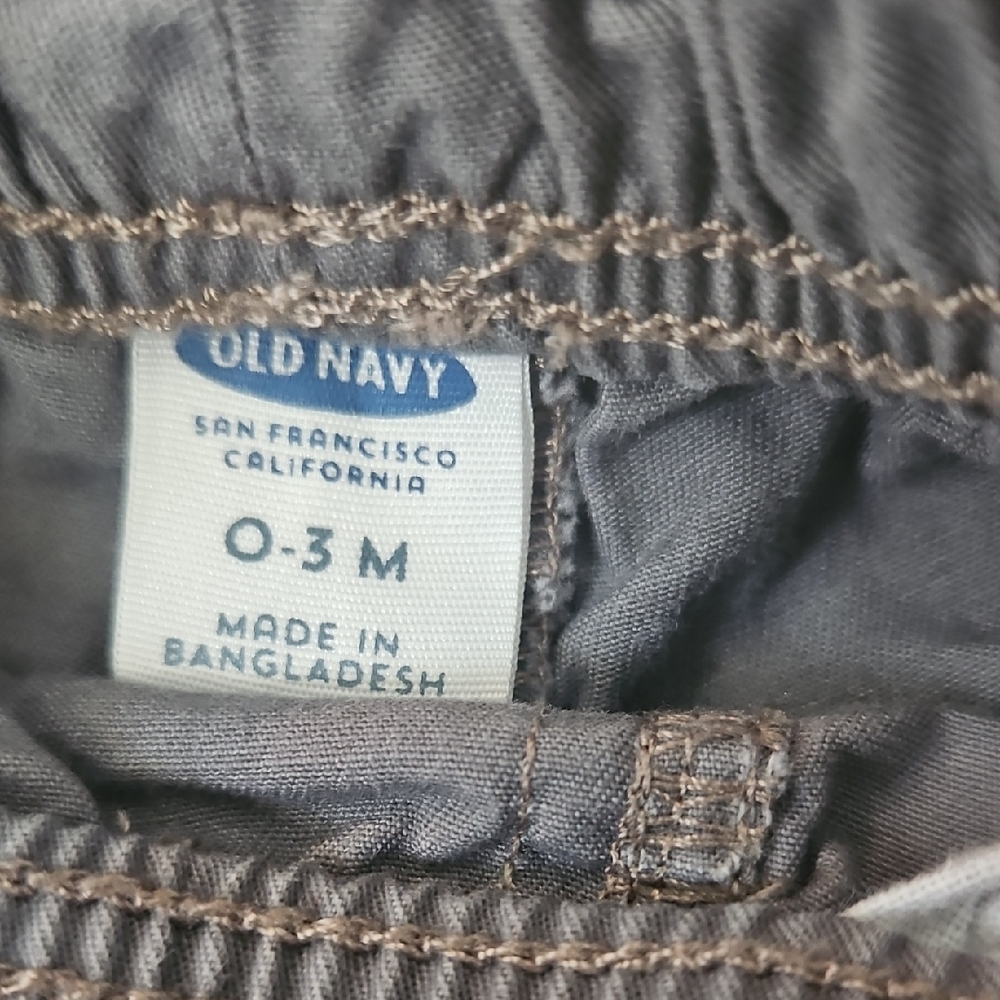 Old Navy Striped Blue and Green Baby Onesies with Gray Shorts - Picture 2 of 9